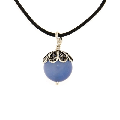 Silver pendant ´Su coccu´ with blue agate