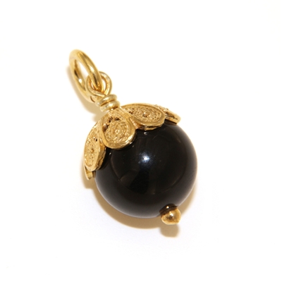Ciondolo d´argento dorato Su coccu in onice (12 mm)